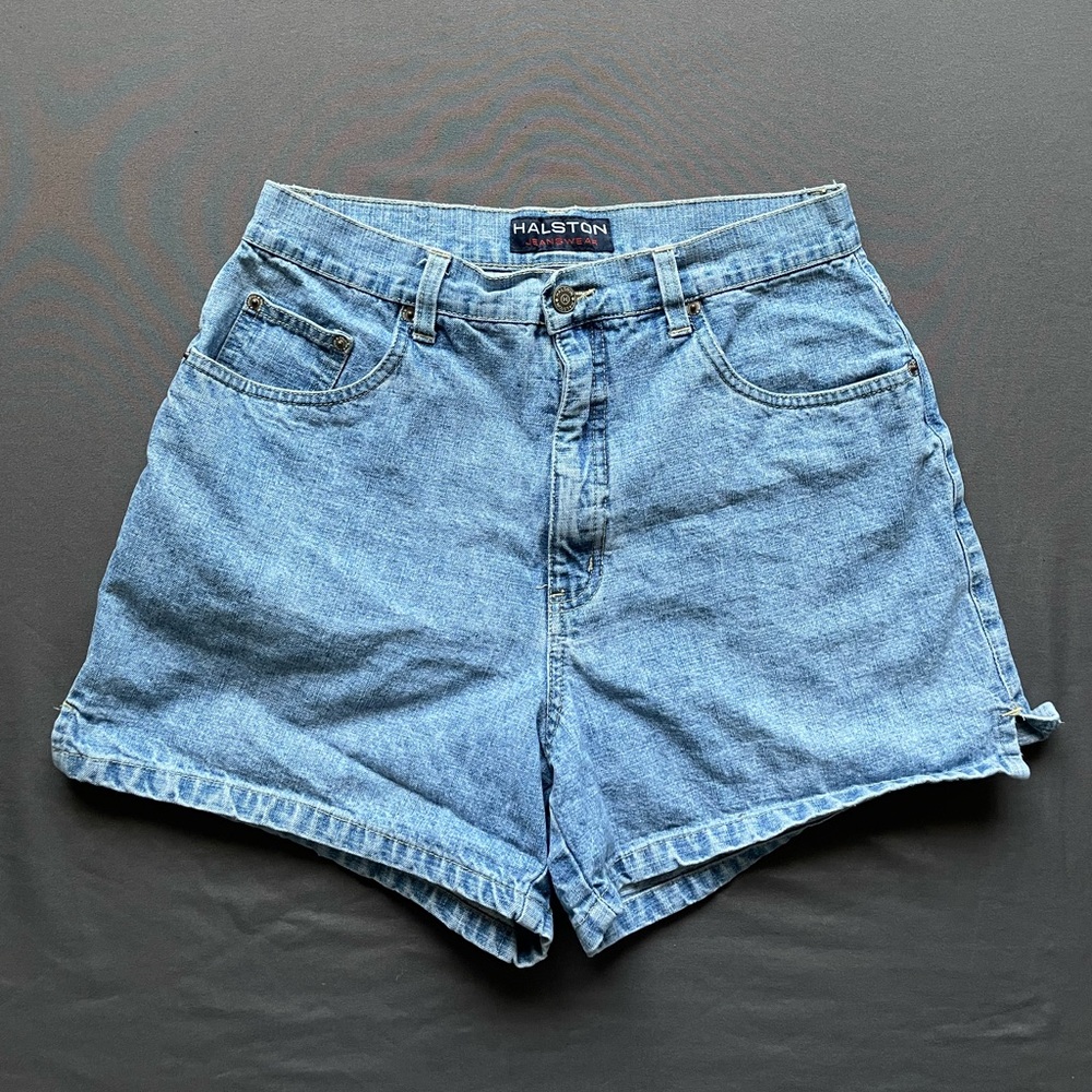 vintage halston jean shorts
